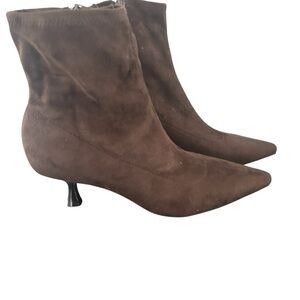 Unisa Chic Brown Heeled Boots Faux Suede Size 8.5 NWT